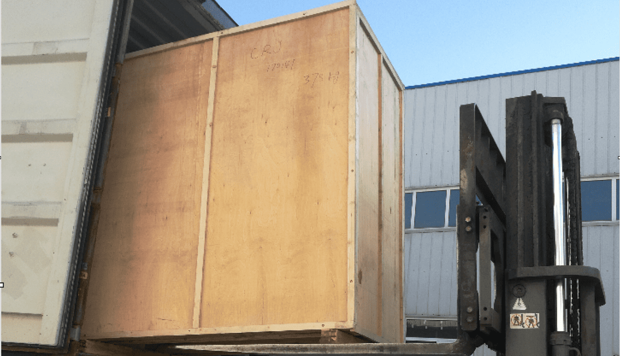 Wooden Case Lifting Into Container